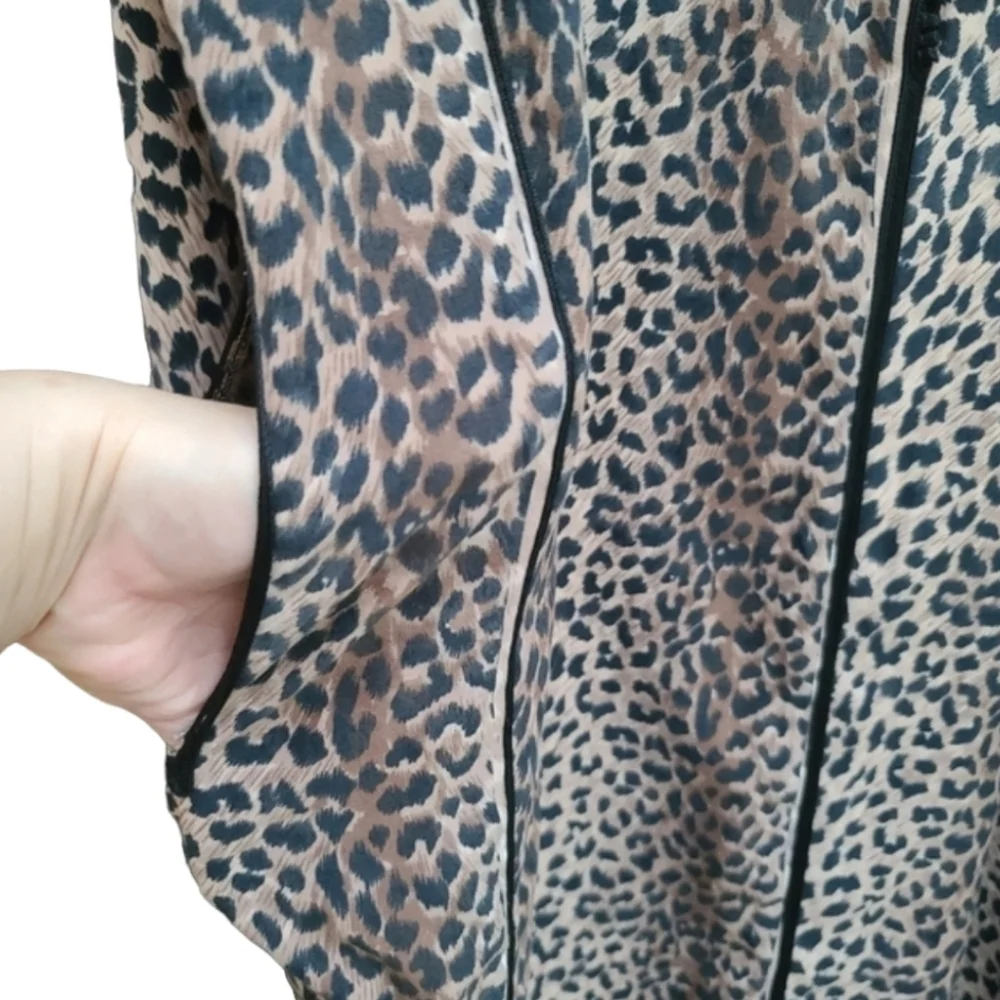 VINTAGE HANDMADE Moroccan Kaftan XL 1X 2X Leopard Hooded Abaya Boho Luxe Robe - Picture 14 of 17